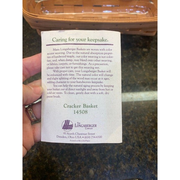 1993 Longaberger Cracker Basket with Clear Liner Insert EUC - Picture 8 of 8